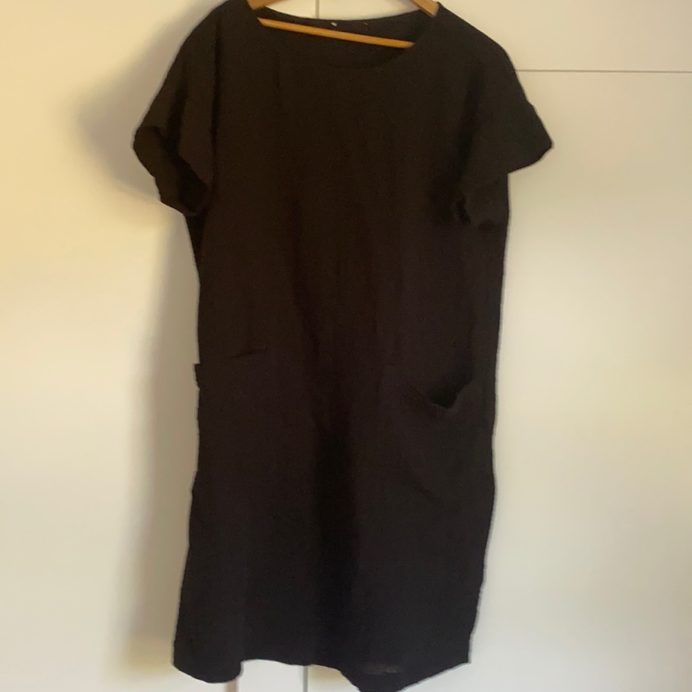 Eileen Fisher black gauze dress